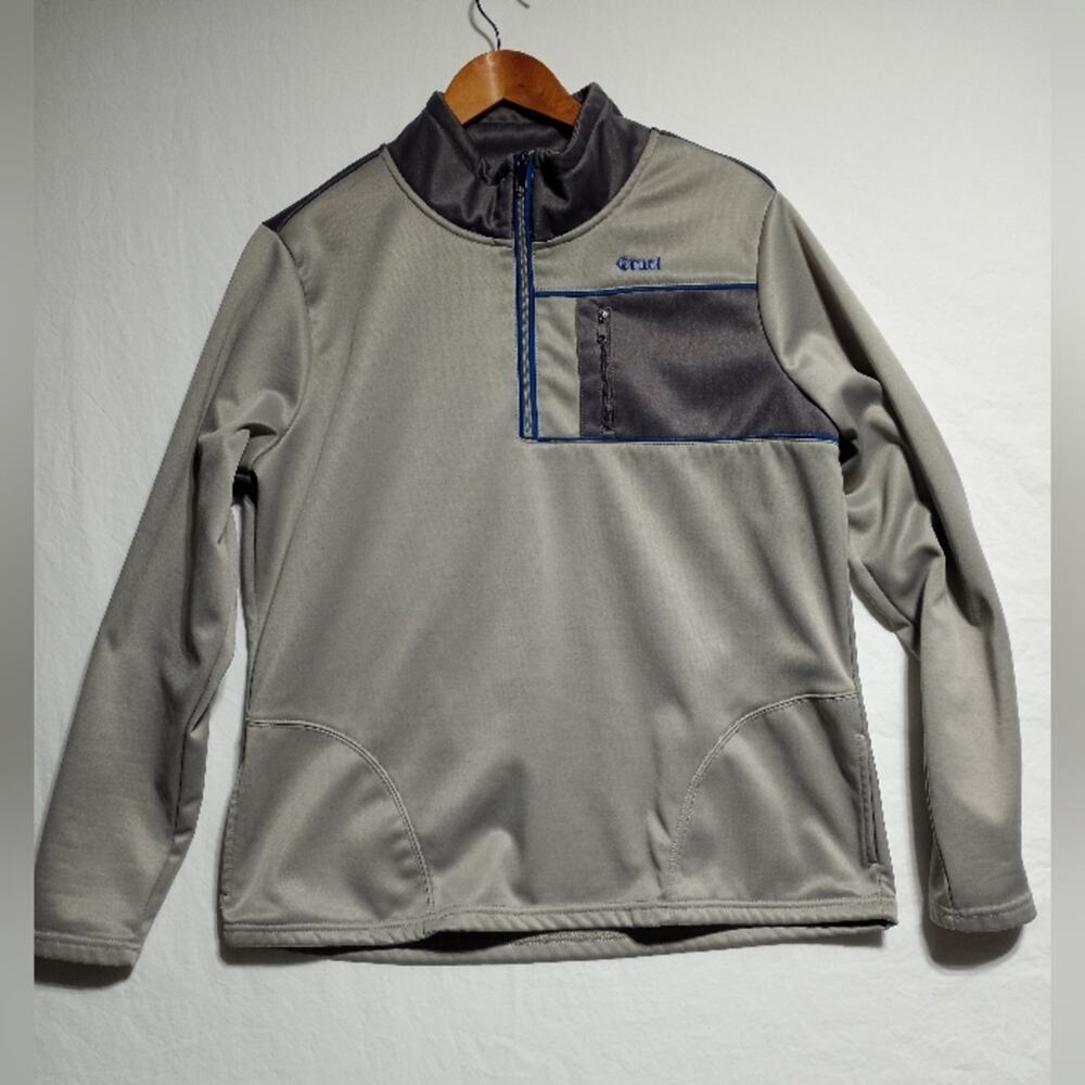 Cruel Girl Woman's Quarter Zip Gray And Blue Sweatshirt Size XL